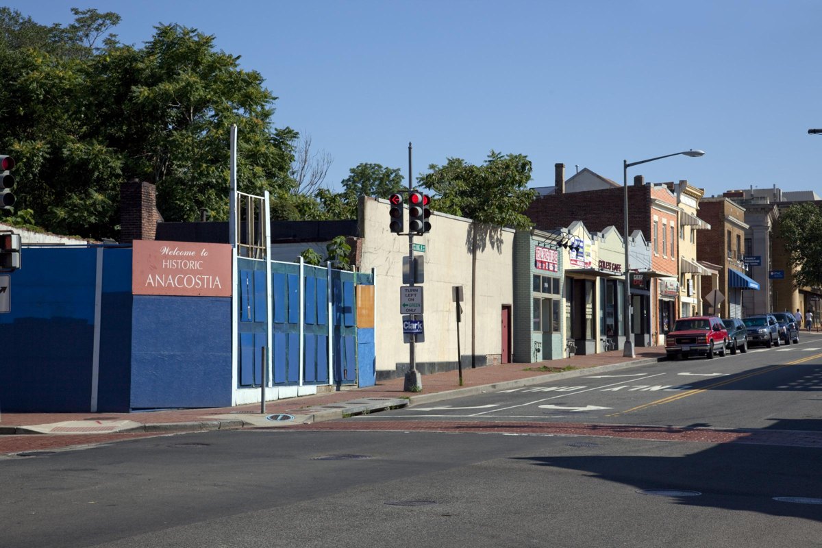 A streetscape in the Anacostia neighborhood of Washington, D.C.